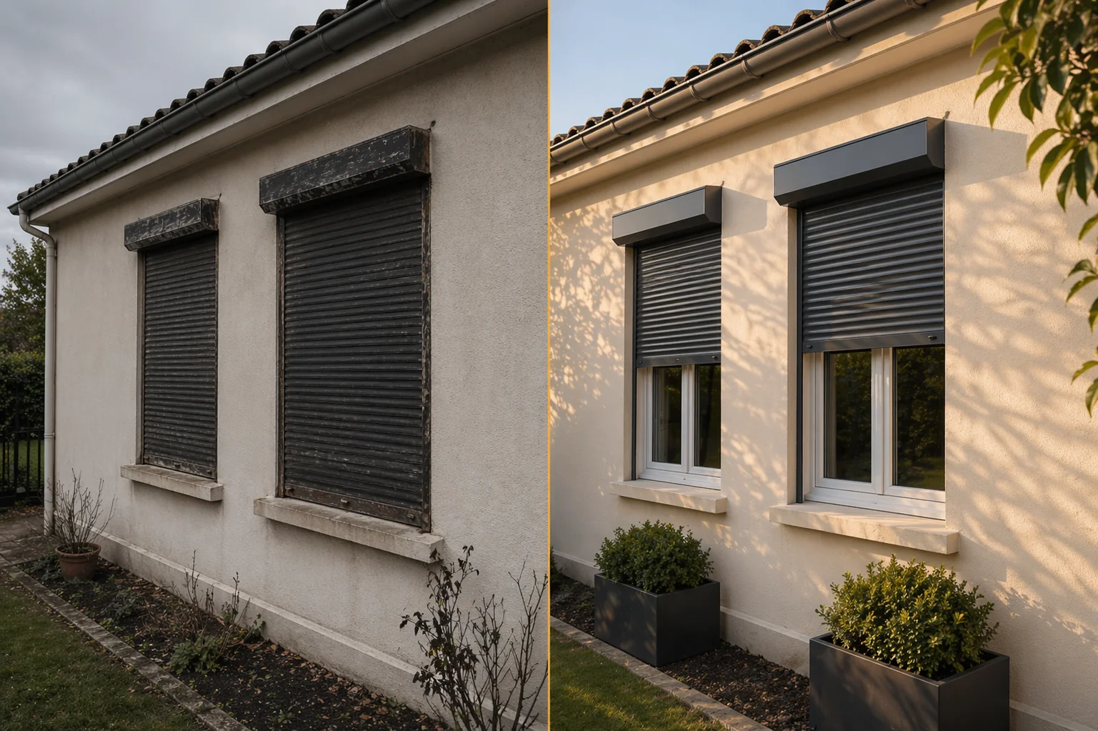 Avant / après : installation de volets roulants par Monsieur Blindage, artisan Île-de-France