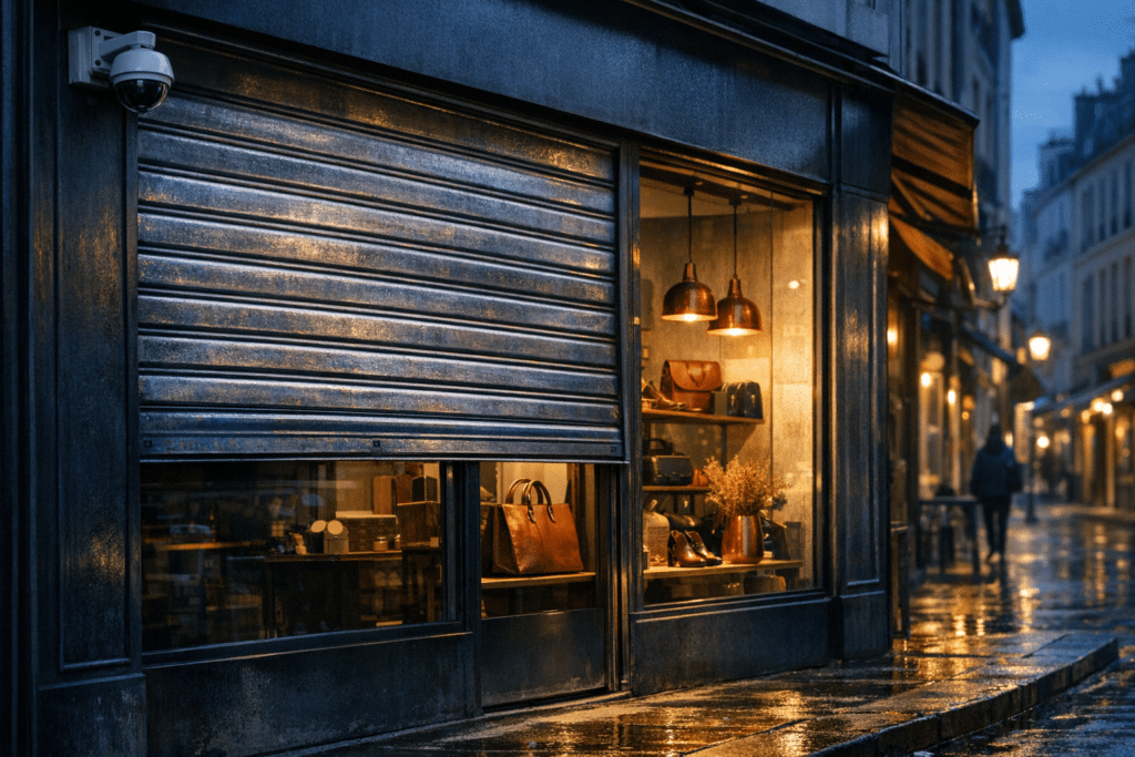 Sécuriser un commerce : rideau métallique + alarme + vidéosurveillance