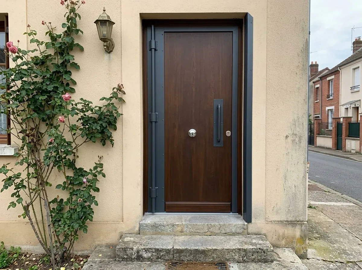 Blindage sur pivot à l'entrée d'un pavillon francilien