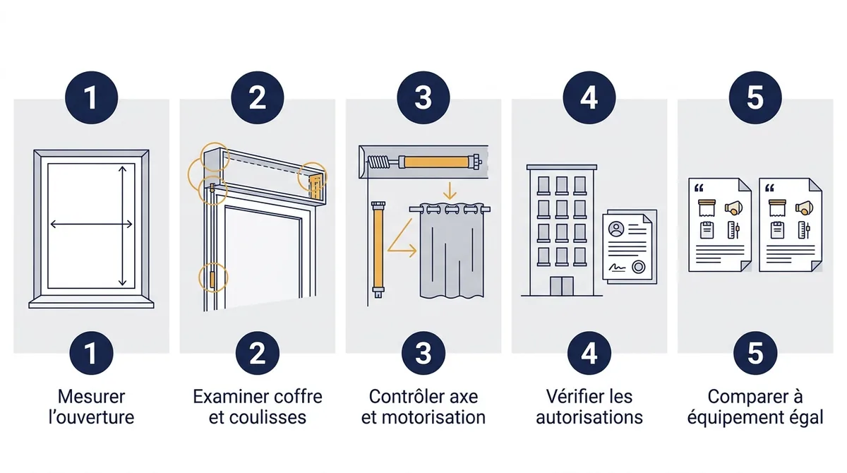 Vérifications avant devis pour un volet roulant alu ou PVC, de l’ouverture aux équipements.