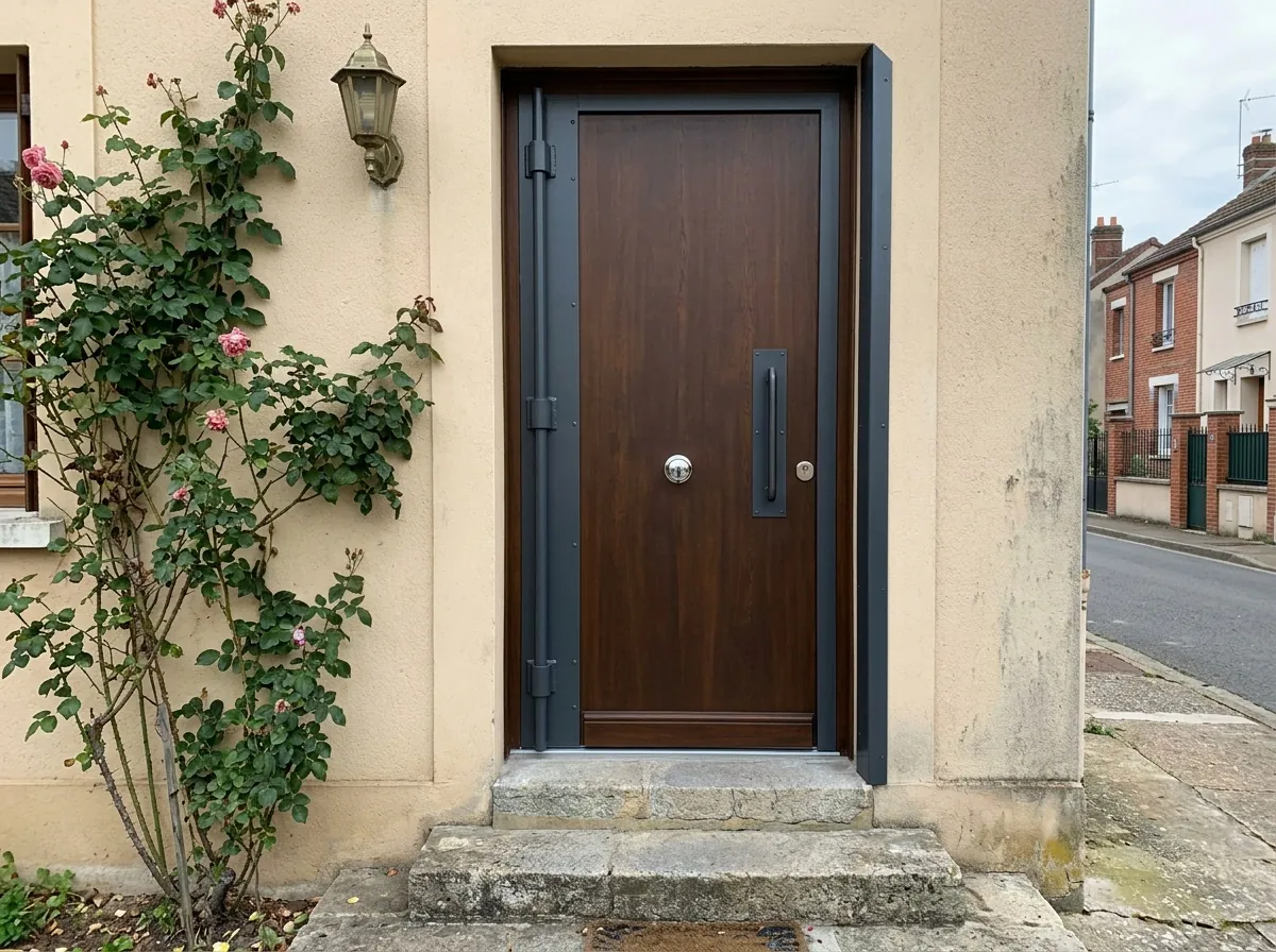 Blindage sur pivot à l'entrée d'un pavillon francilien
