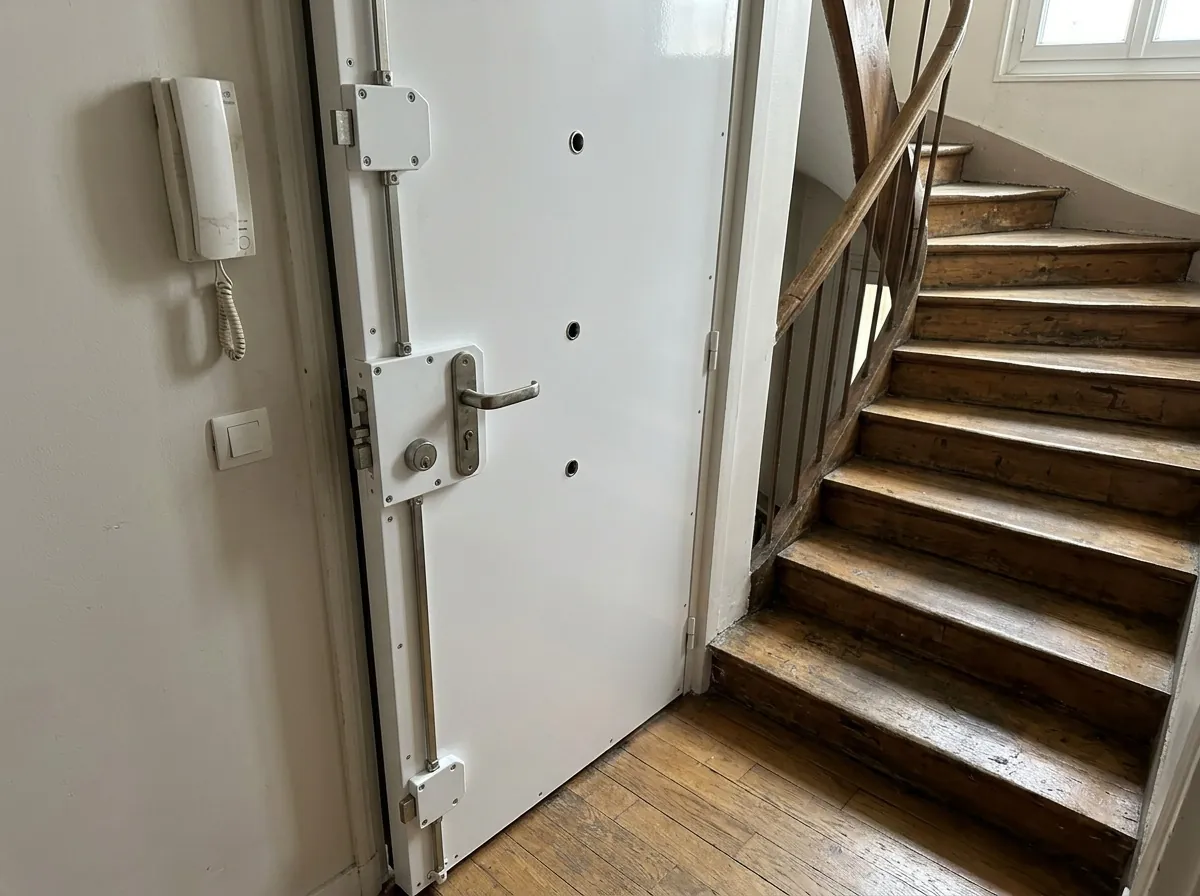 Serrure 3 points A2P sur le palier d'un immeuble ancien