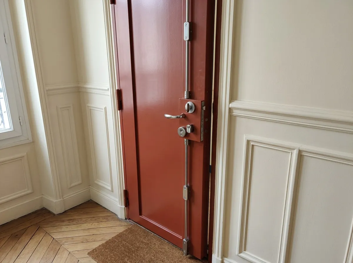 Serrure 5 points A2P sur le palier d'un immeuble haussmannien