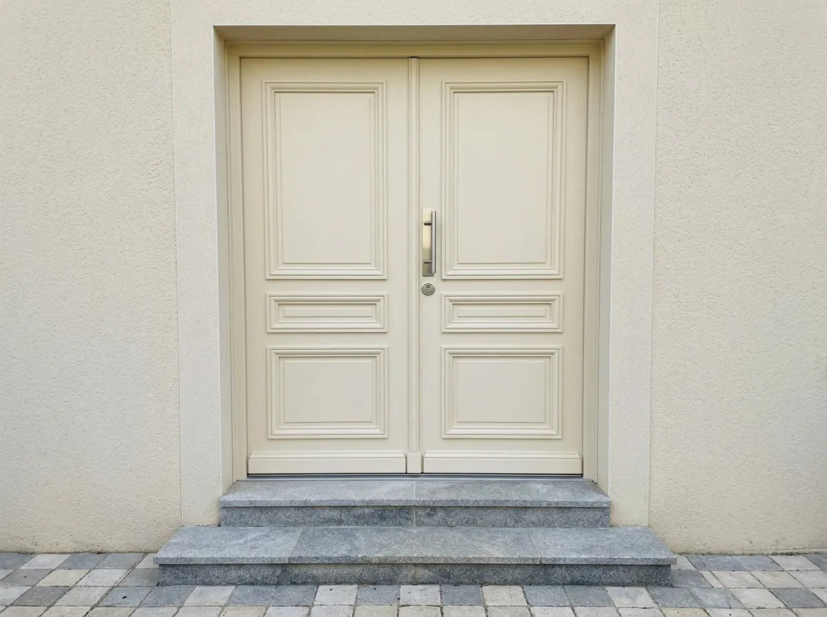Porte blindée double vantaux à l'entrée d'un pavillon francilien