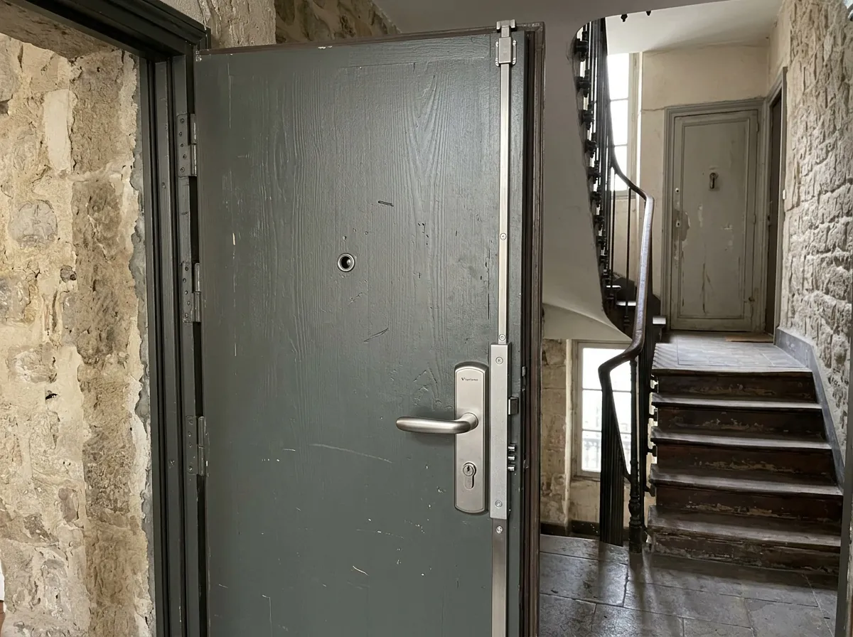 Remplacement de serrure de porte blindée sur le palier d'un immeuble ancien