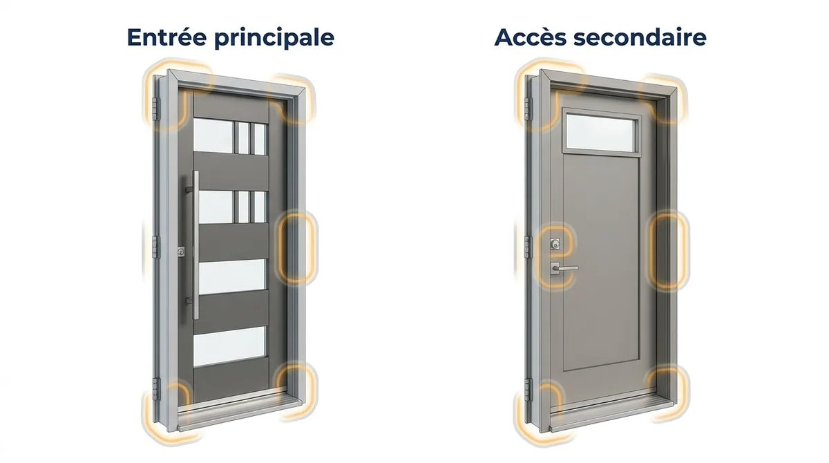 Accès de maison à Le Mesnil-Saint-Denis : examen de l’entrée principale et d’un accès secondaire