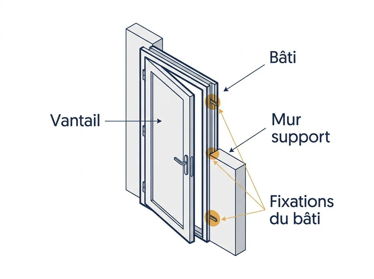 Bâti de porte à Plaisir : cadre, support mural et fixations à contrôler avant tout renfort