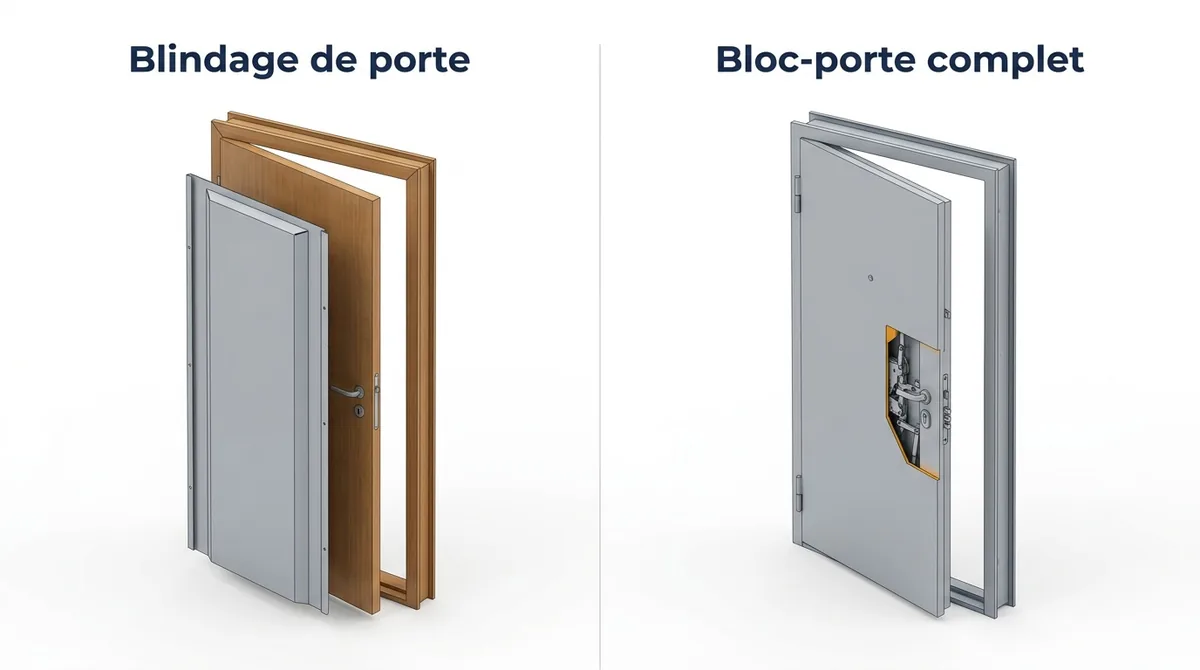 Blindage de porte à Massy : comparaison entre porte conservée et renforcée et bloc-porte complet
