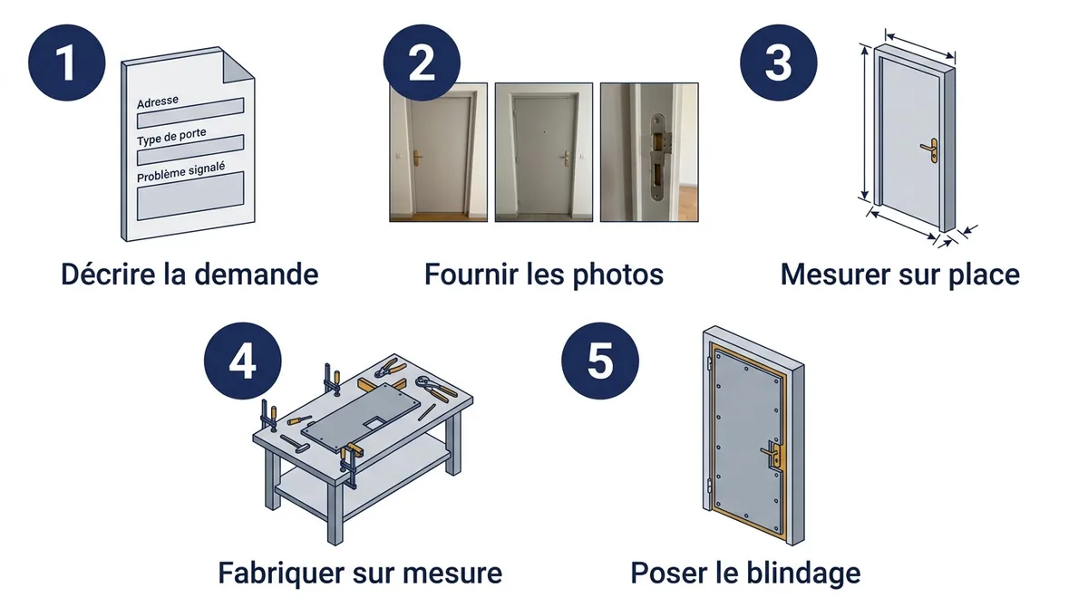 Blindage de porte à Saint-Denis : cinq étapes, de la demande à la fabrication puis à la pose