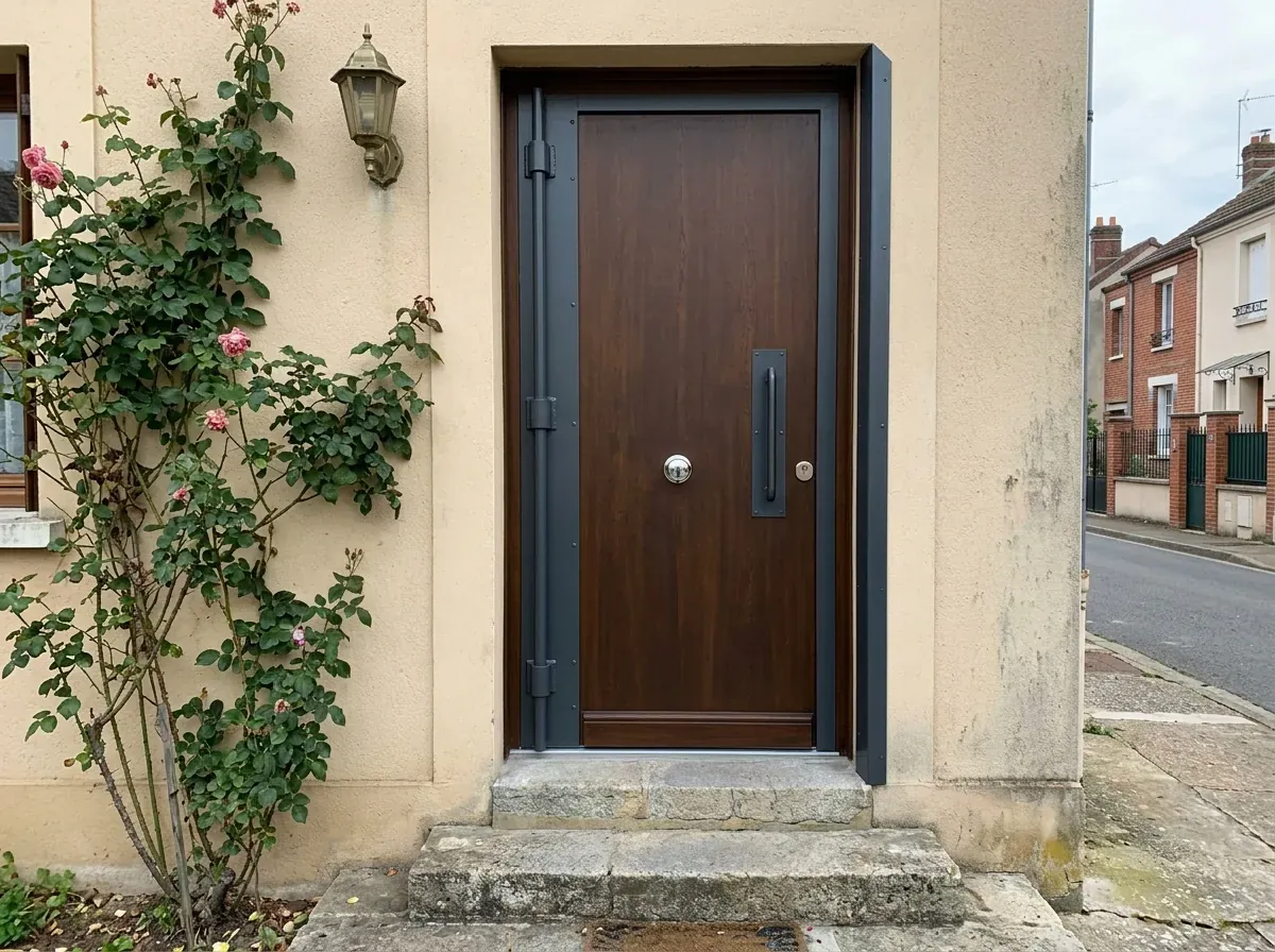 Blindage sur pivot à l'entrée d'un pavillon francilien
