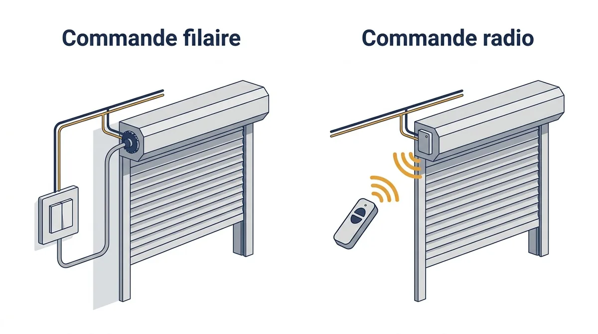 Commande à Saint-Ouen-sur-Seine : comparaison filaire et radio, avec alimentation dans les deux cas