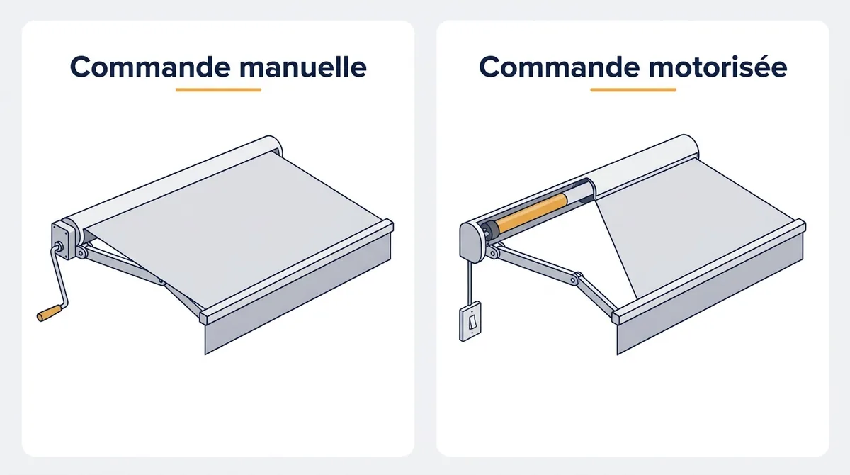 Commande de store banne à Saint-Germain-lès-Arpajon : manivelle manuelle ou motorisation