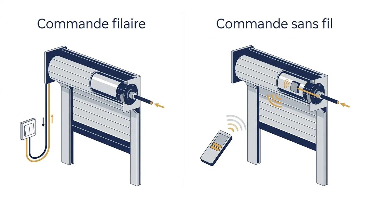 Commande de volet à Boulogne-Billancourt : filaire et sans fil, avec alimentation électrique.