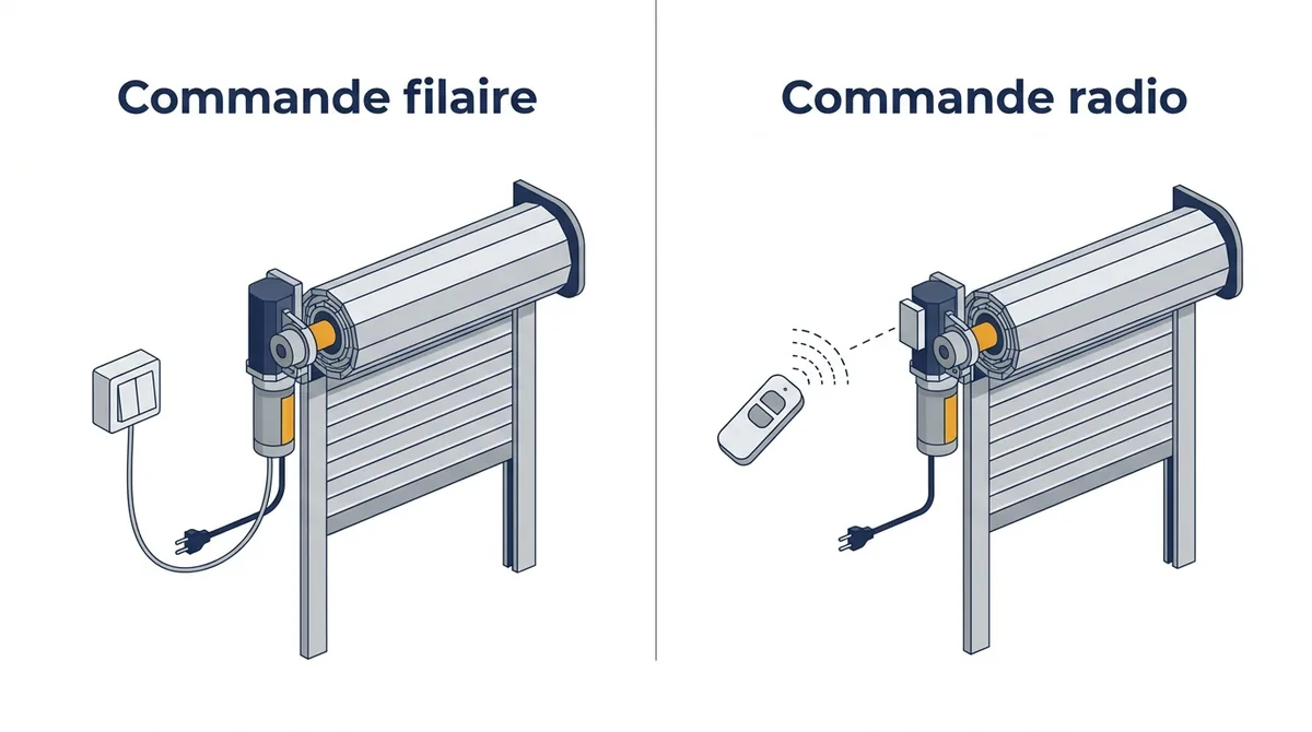 Commande de volet à Bry-sur-Marne : comparaison filaire et radio, avec alimentation dans les deux cas