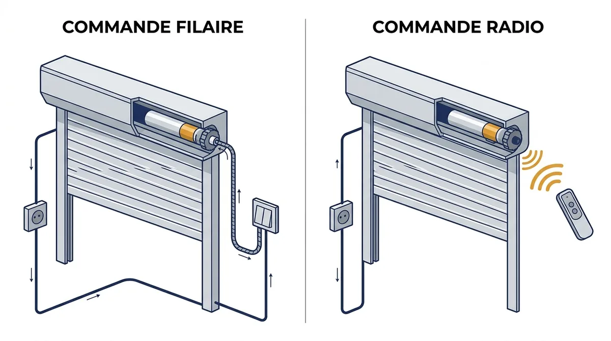 Commande de volet roulant à Alfortville : comparaison entre interrupteur filaire et télécommande radio