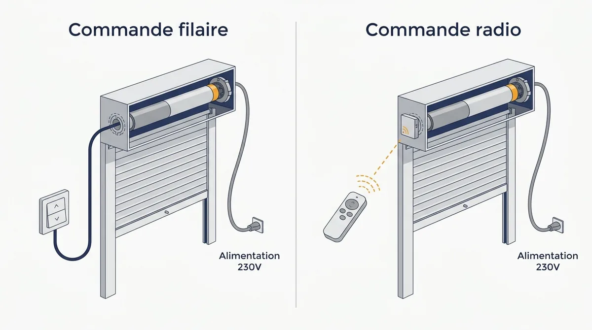 Commande de volet roulant à Cachan : comparaison entre interrupteur filaire et télécommande radio