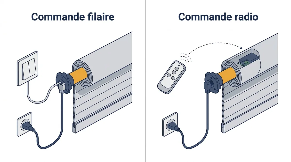 Commande de volet roulant à Chatou : comparaison entre liaison filaire et transmission radio
