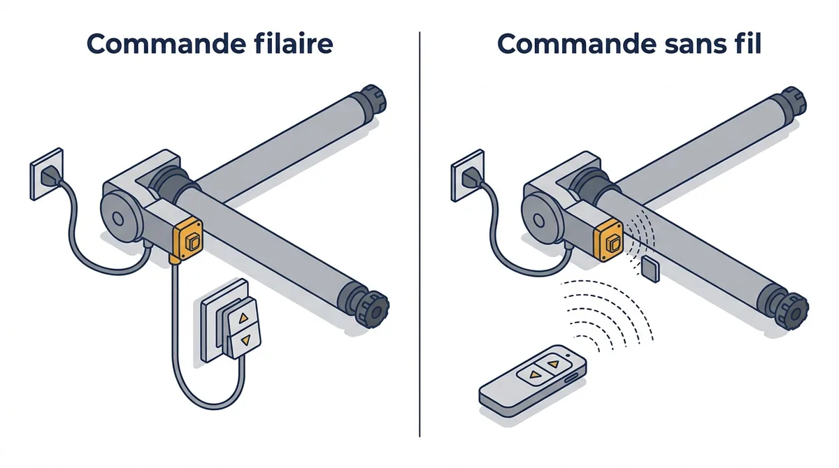 Commande de volet roulant à Draveil : comparaison filaire et sans fil, avec alimentation du moteur
