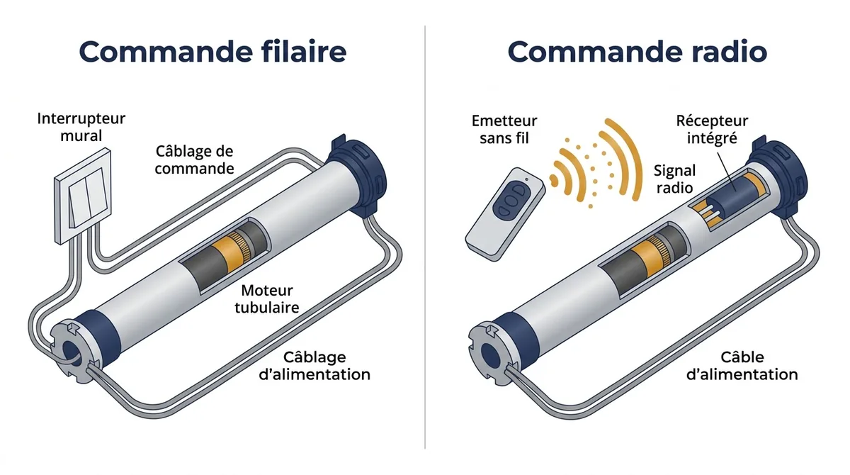 Commande de volet roulant à Villeneuve-le-Roi : filaire ou radio, avec alimentation électrique
