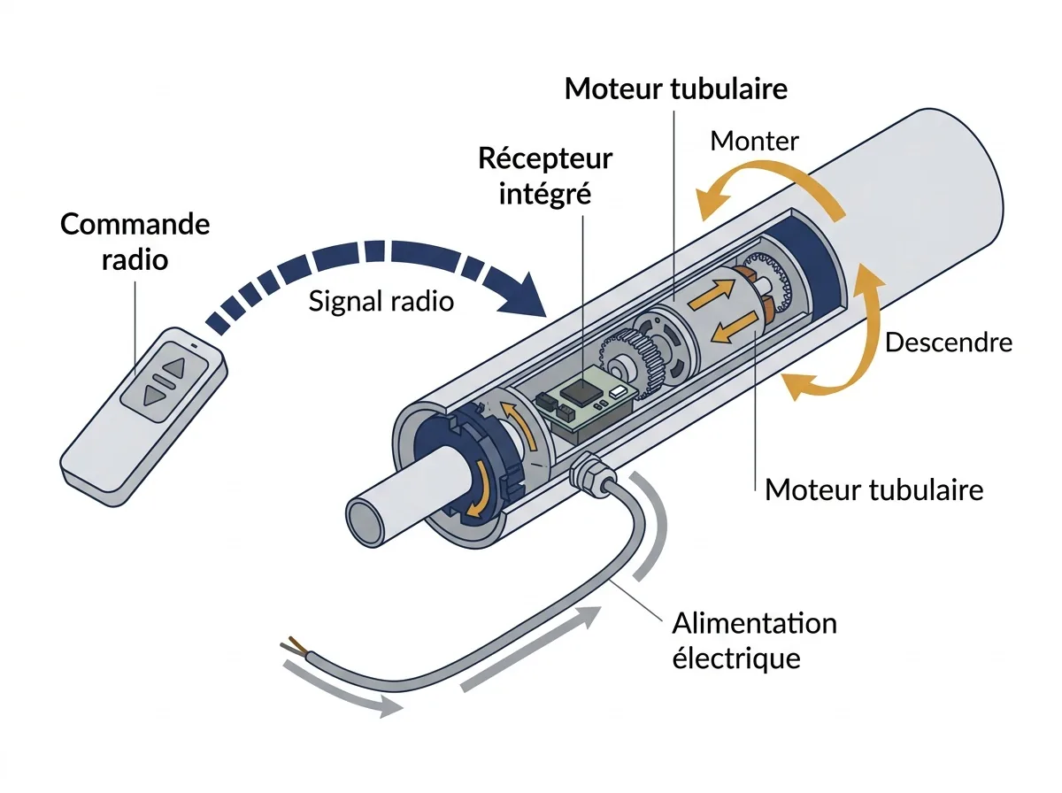Commande radio à Puteaux : transmission de l'ordre au moteur et alimentation électrique séparée