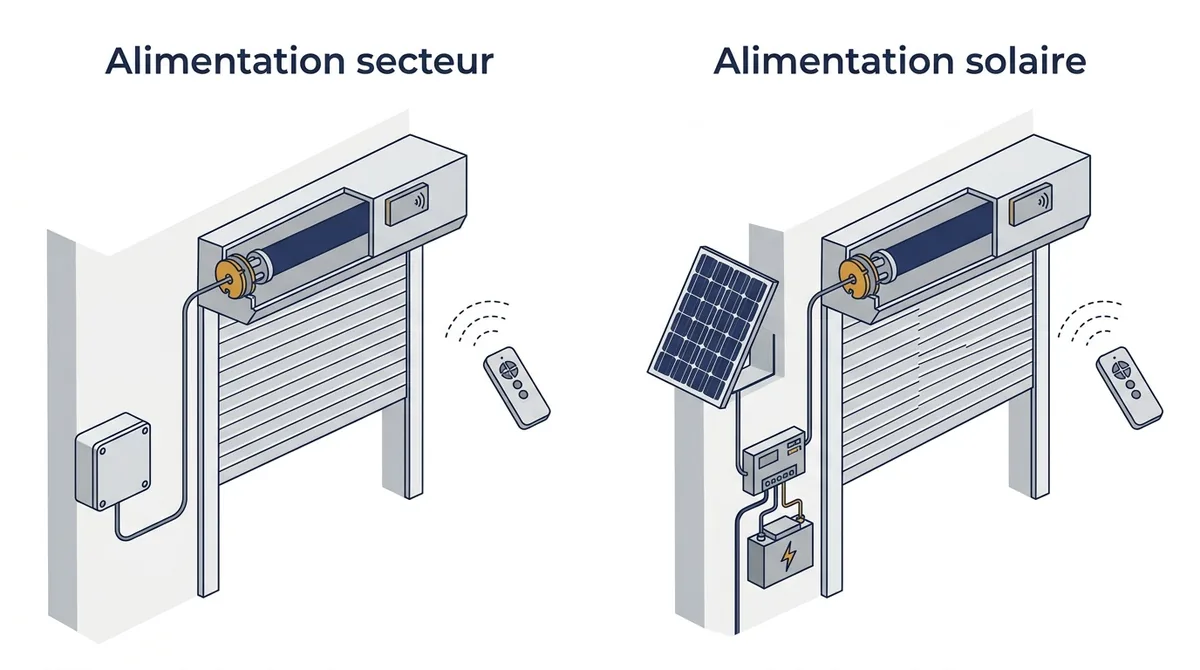 Commande radio d’un volet roulant dans le Val-de-Marne : alimentation secteur ou solaire.