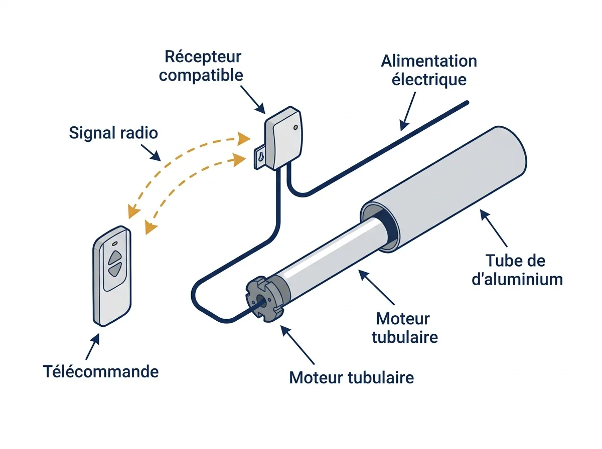 Commande sans fil à Goussainville : liaison radio avec le récepteur et alimentation électrique du moteur