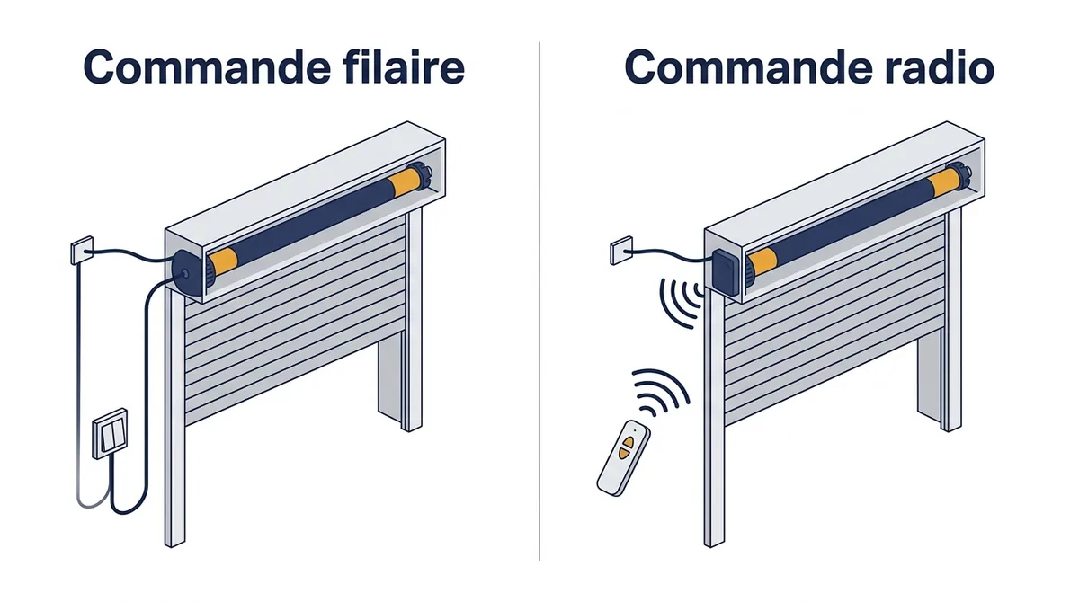 Comparaison des commandes filaire et radio d’un volet roulant en Essonne.
