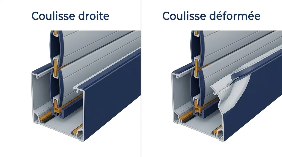 Coulisse à Dammarie-les-Lys : comparaison d’un rail droit et d’un rail déformé gênant le tablier