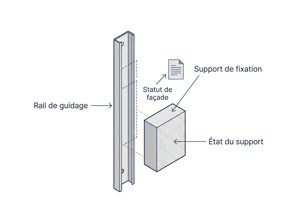 Coulisse de rideau métallique à Les Clayes-sous-Bois : contrôle du support avant fixation