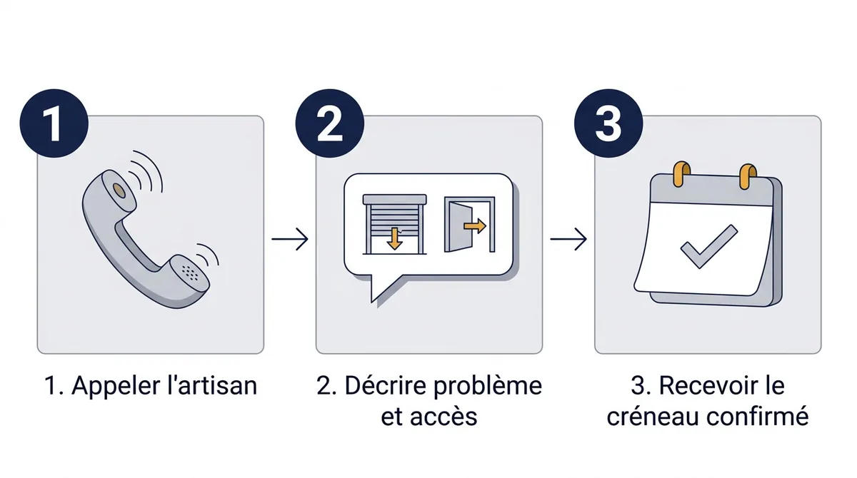 Demande d’intervention à Othis : appel, description du problème et des accès, puis créneau confirmé