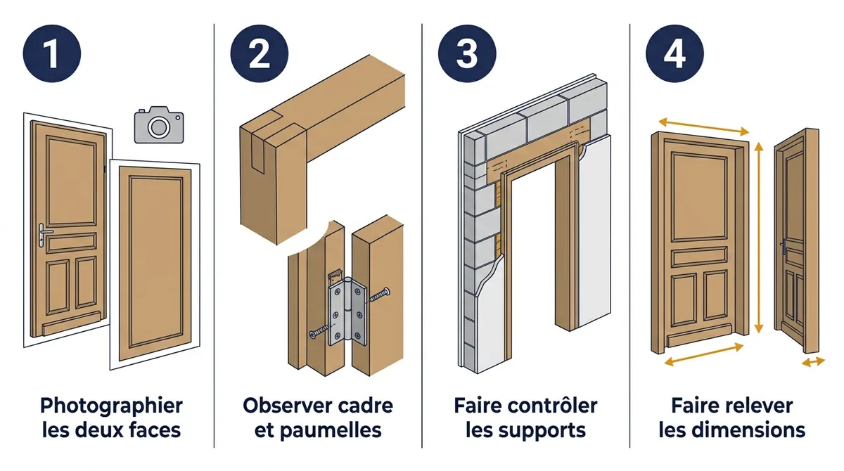 Étapes de vérification de l’entrée pour préciser le prix d'une porte blindée.