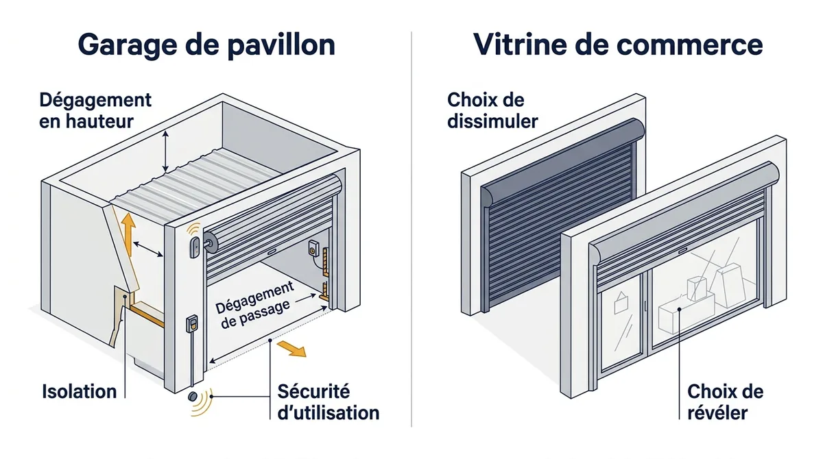 Fermeture enroulable à Chaumes-en-Brie : critères distincts pour un garage et une vitrine