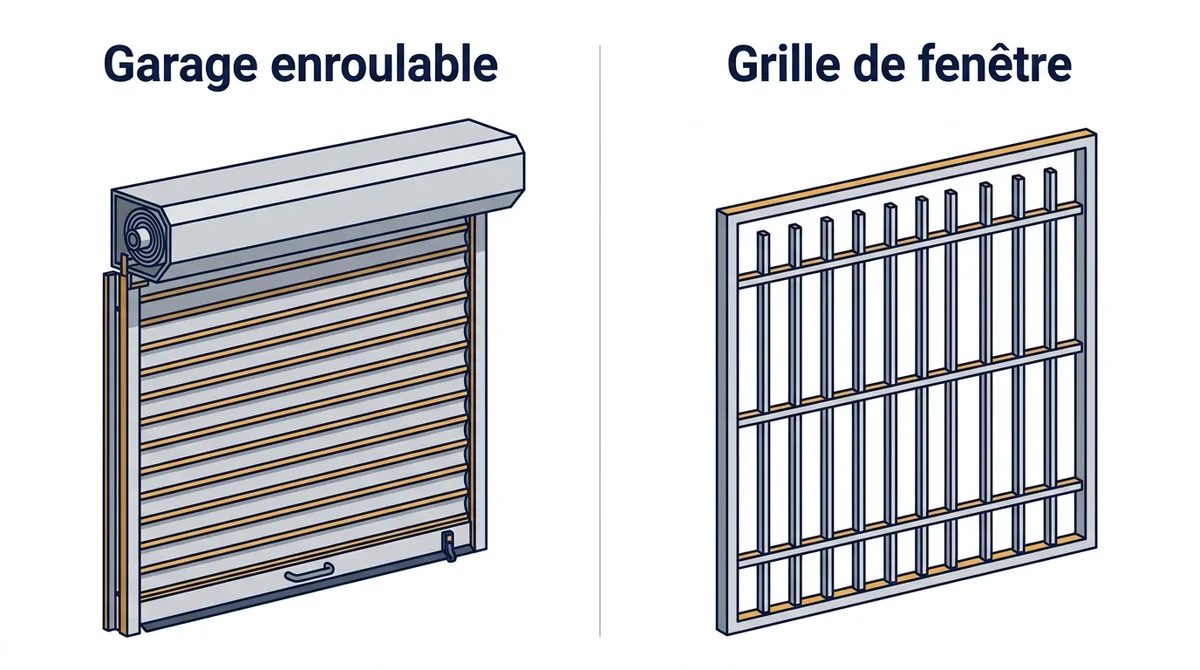 Fermeture métallique à Parmain : comparaison entre garage enroulable et grille de fenêtre