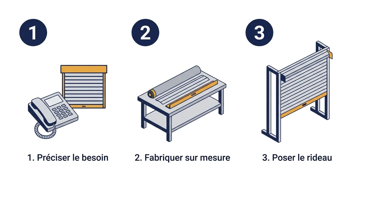 Installation de rideau métallique à Juziers : appel, fabrication sur mesure puis pose