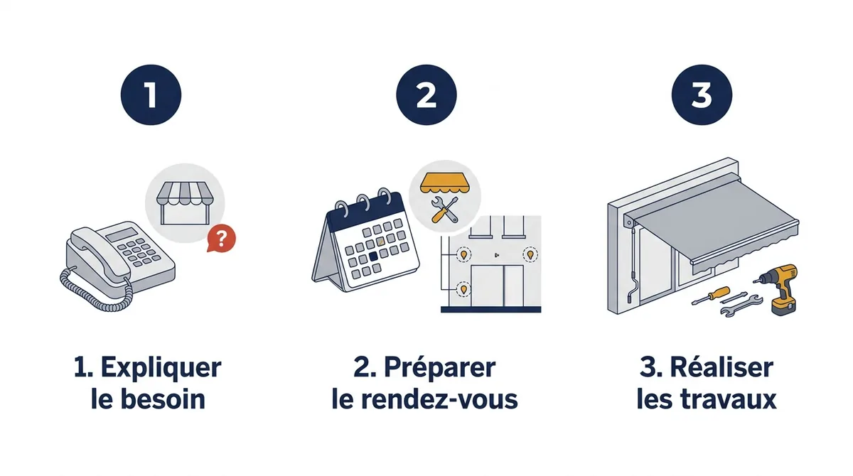 Intervention sur store à Annet-sur-Marne : du besoin expliqué au rendez-vous préparé puis aux travaux
