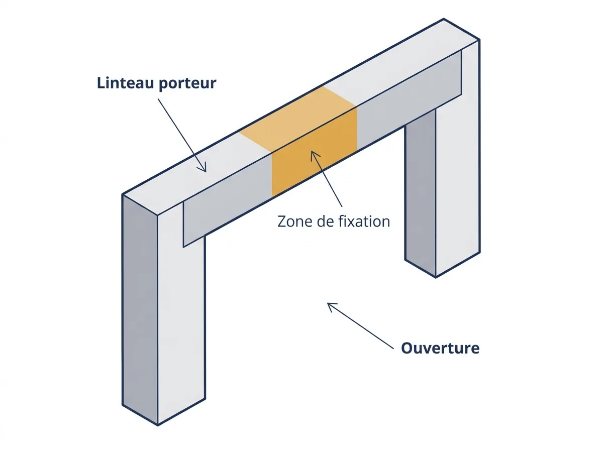 Linteau à Othis : repérage de la pièce porteuse au-dessus de l’ouverture et de la zone de fixation