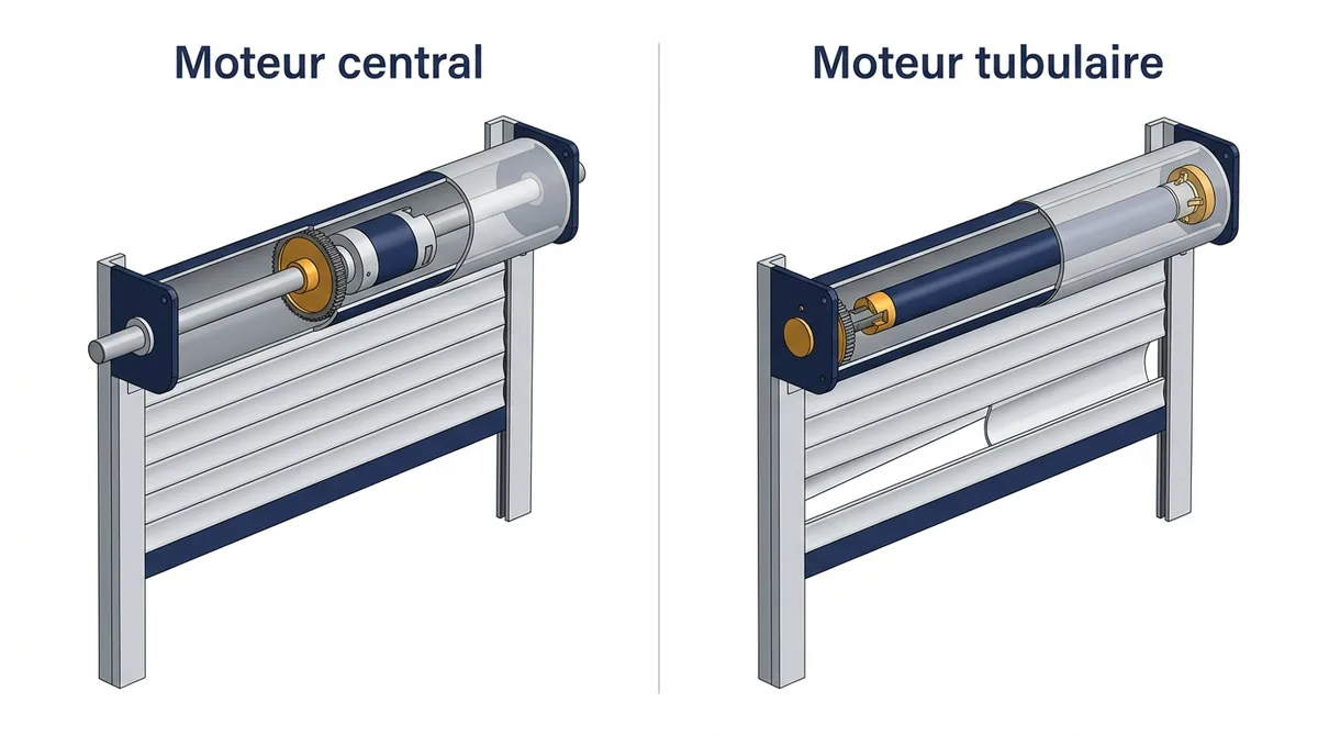 Moteur de rideau à Ballancourt-sur-Essonne : comparaison des montages central et tubulaire