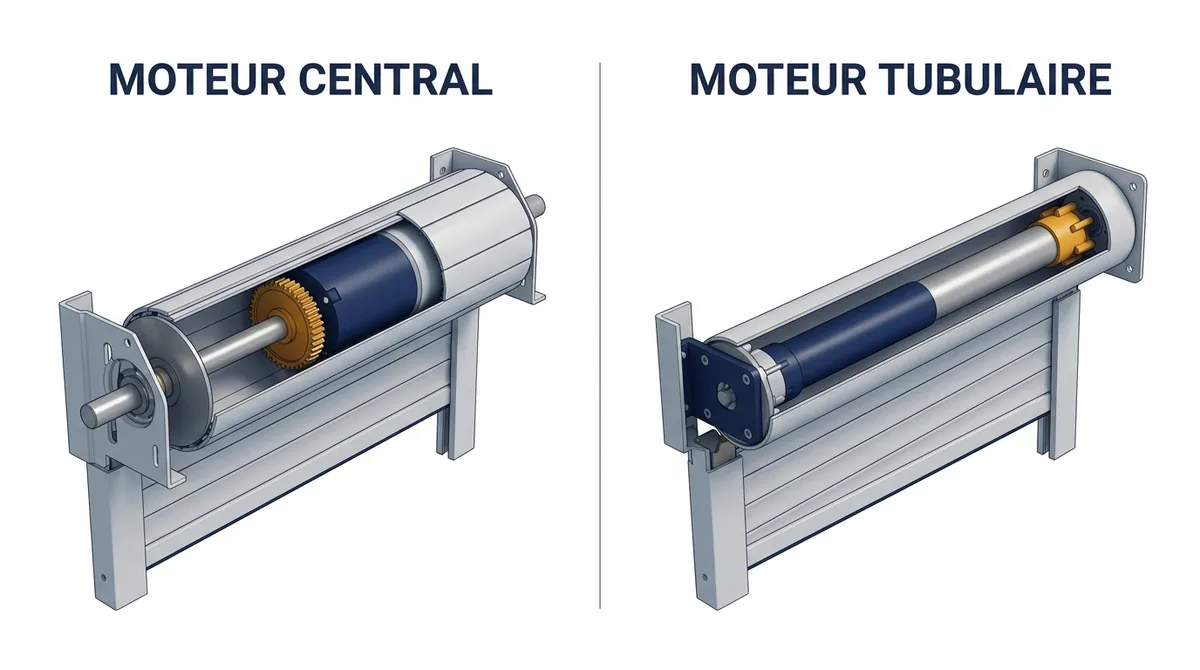 Moteur de rideau métallique à Cesson : comparaison des montages central et tubulaire