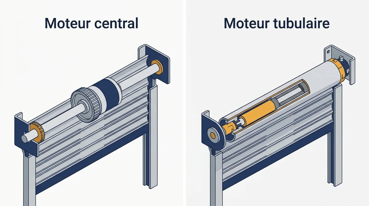 Moteur de rideau métallique à Dammartin-en-Goële : comparaison des montages central et tubulaire