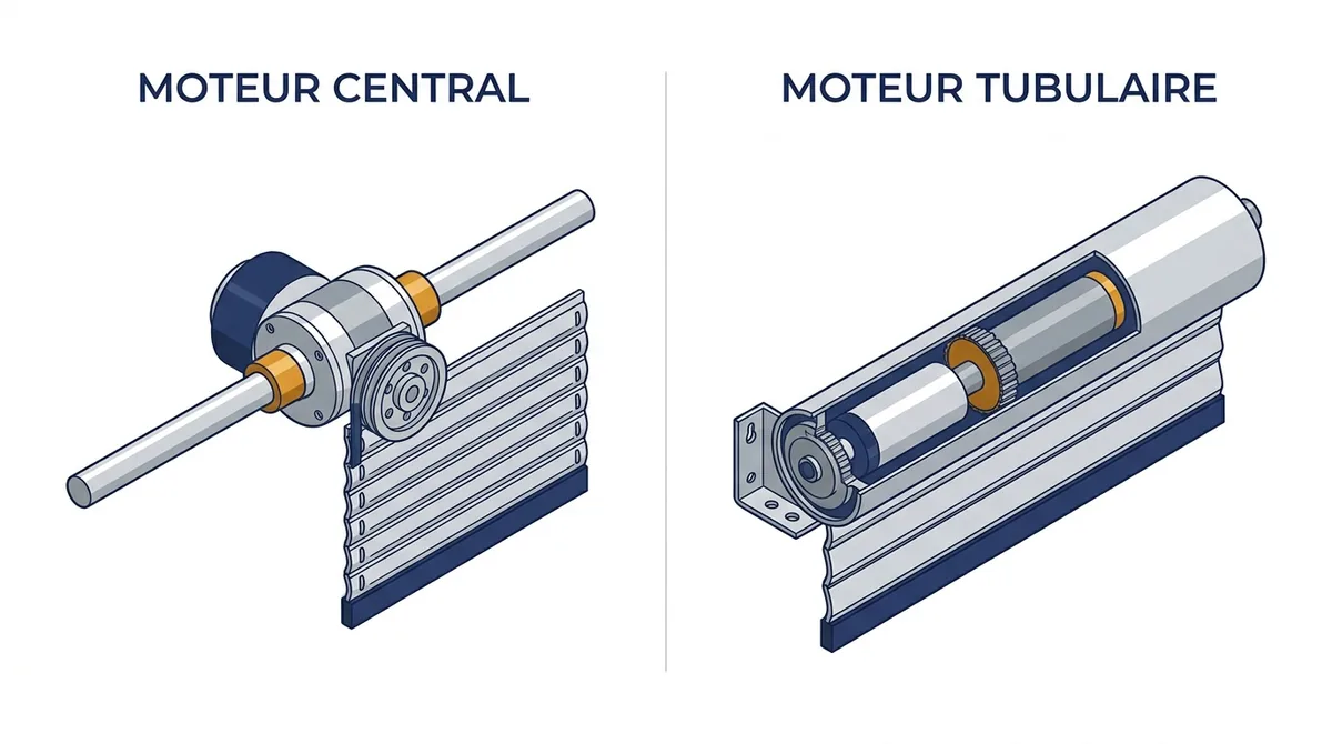 Motorisation à Morsang-sur-Orge : moteur central sur l’axe et moteur tubulaire dans le tube