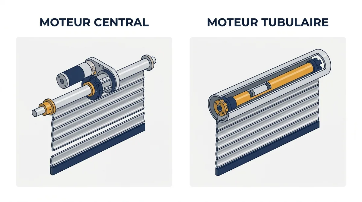 Motorisation de rideau métallique à Arpajon : comparaison des moteurs central et tubulaire