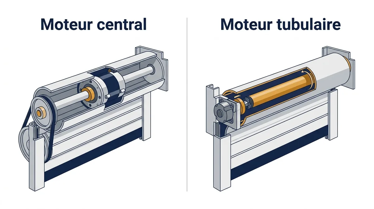 Motorisation de rideau métallique à Meaux : comparaison des montages central et tubulaire