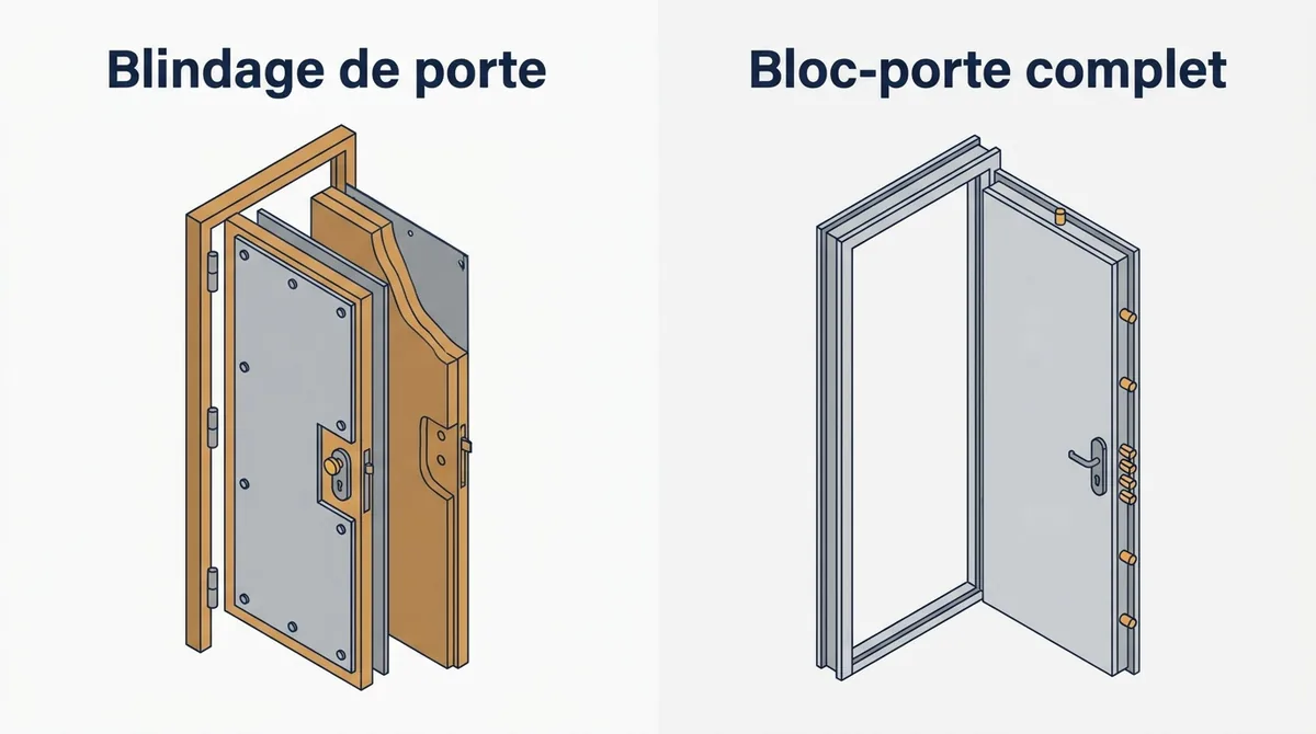Porte à Arcueil : comparaison entre blindage du vantail conservé et remplacement du bloc-porte