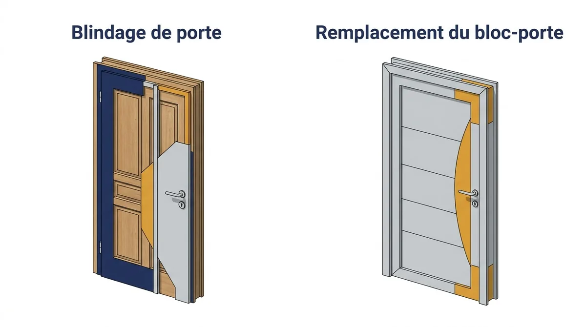 Porte à Carrières-sous-Poissy : comparatif du blindage et du remplacement du bloc-porte