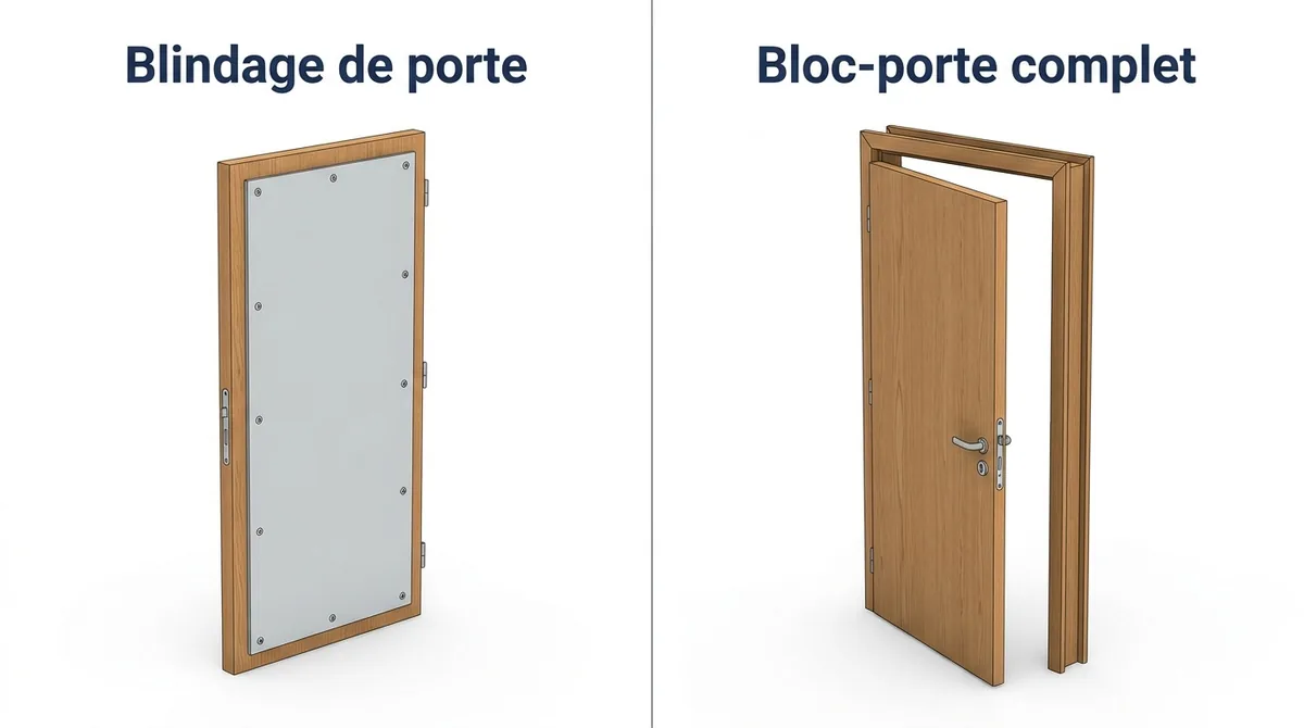 Porte à Chanteloup-les-Vignes : comparaison entre blindage et bloc-porte complet