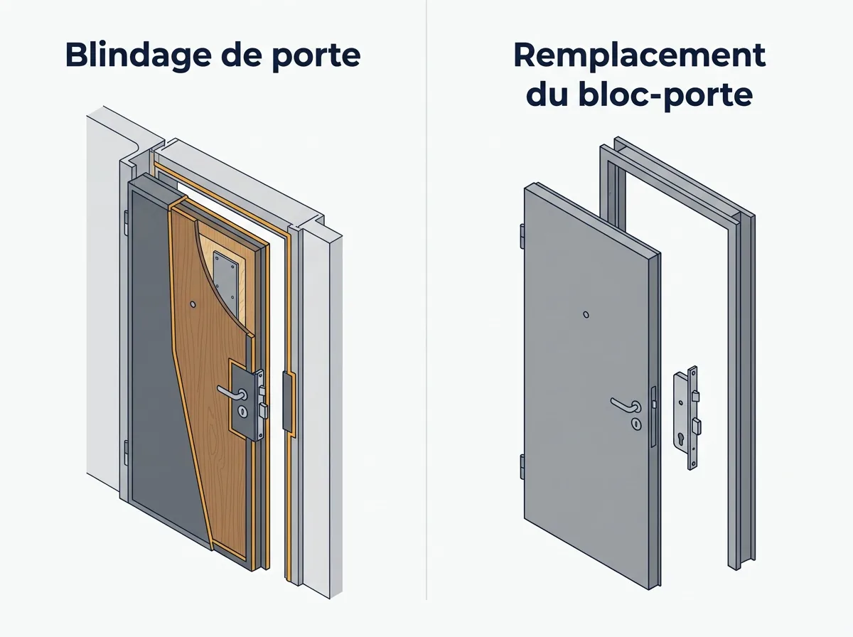 Porte à Épinay-sous-Sénart : comparaison entre blindage de l’existant et remplacement du bloc-porte