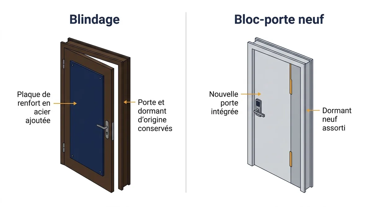 Porte à Le Chesnay-Rocquencourt : comparaison entre blindage et remplacement du bloc-porte