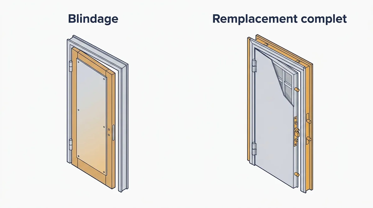 Porte à Les Pavillons-sous-Bois : comparaison entre blindage du vantail et remplacement du bloc-porte