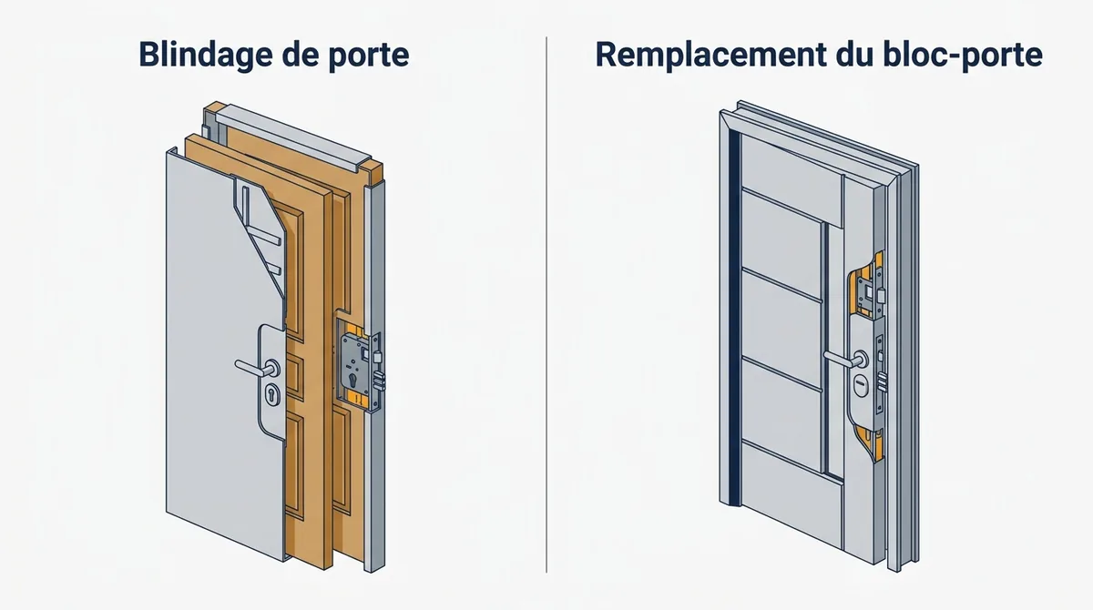 Porte à Saint-Germain-lès-Arpajon : comparaison du blindage et du remplacement du bloc-porte