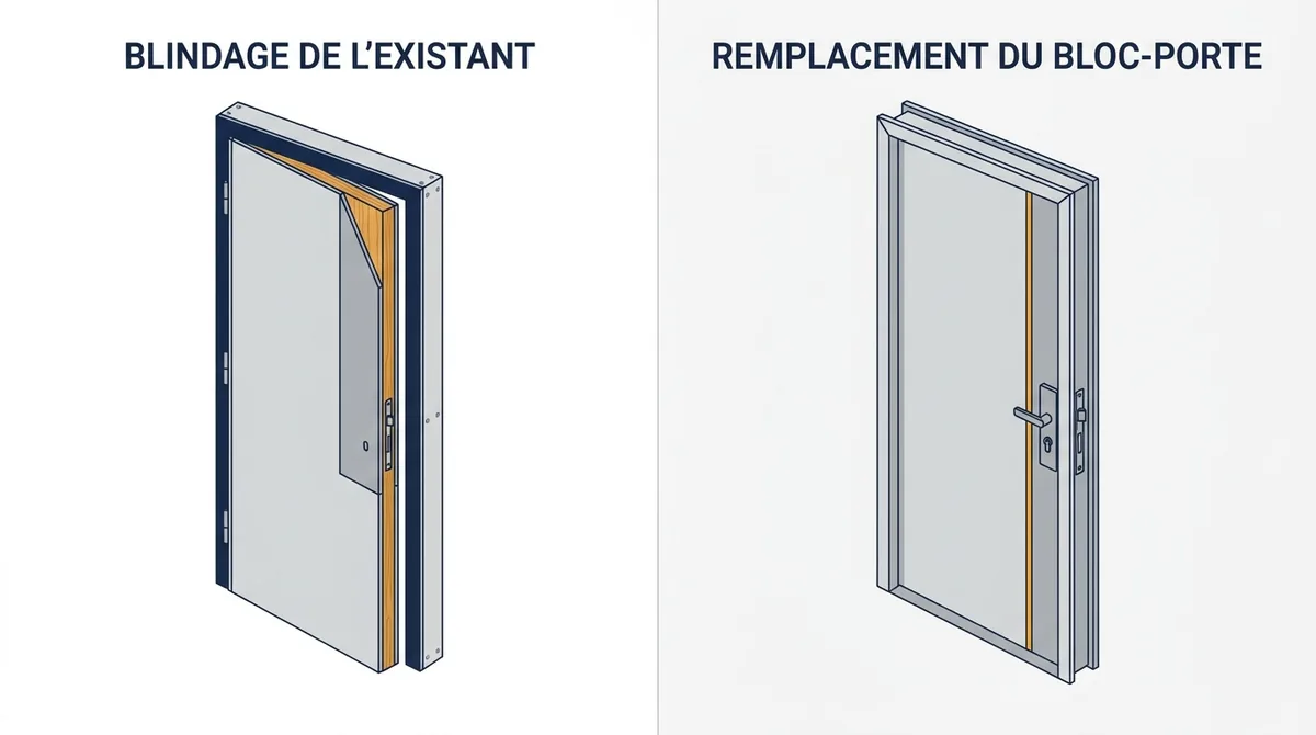 Porte à Sainte-Geneviève-des-Bois : comparatif du blindage et du remplacement du bloc-porte